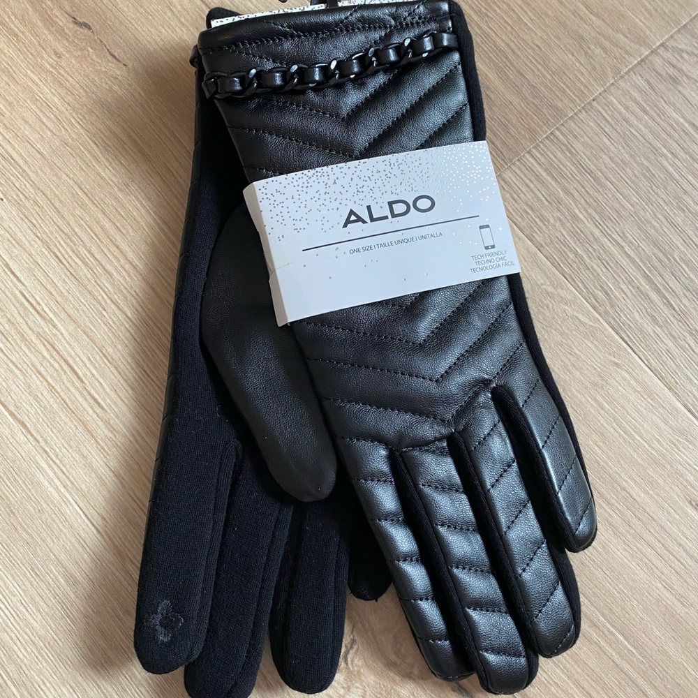Aldo Women's Black Quilted Chain Gloves